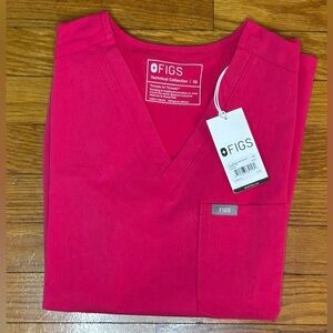 Figs One-Pocket Scrub Top - Ultra Rose